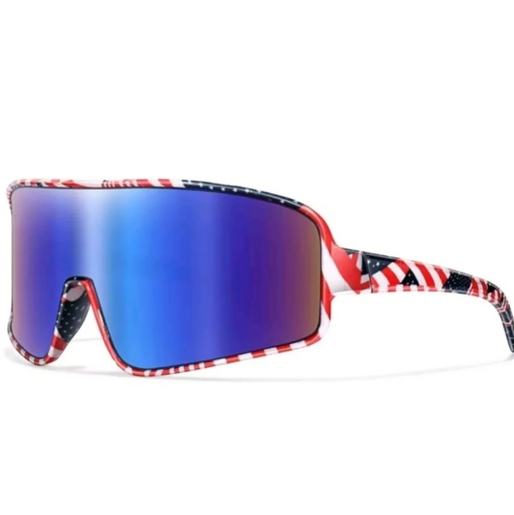 Patriotic Blue Men's Reflective Unisex Cyclist Sunglasses